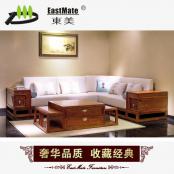新中式古典 實木家具 刺猬紫檀紅木沙發(fā) 客廳 轉(zhuǎn)角沙發(fā)DMJK10